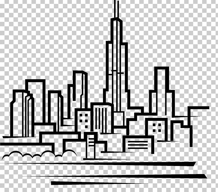 Chicago Skyline Drawing PNG, Clipart, Art, Black And White, Chicago.