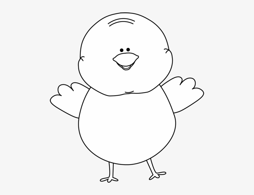 Black And White Happy Easter Chick Clip Art.