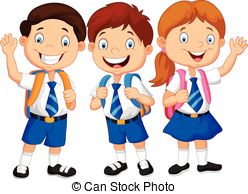 School Children In Uniform Clipart.