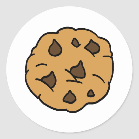 Cartoon Clipart HUGE Chocolate Chip Cookie Dessert Classic Round Sticker.