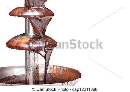 Stock Image of Chocolate fountain on white background.