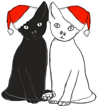 Black and White Cat Clipart Christmas,Echo's Cute Cartoon Cats.