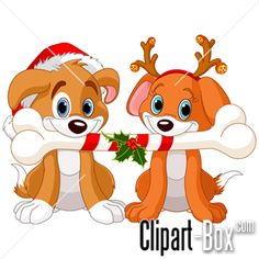 CLIPART CHRISTMAS DOGS SHARING.
