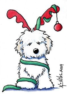 christmas dog drawings.