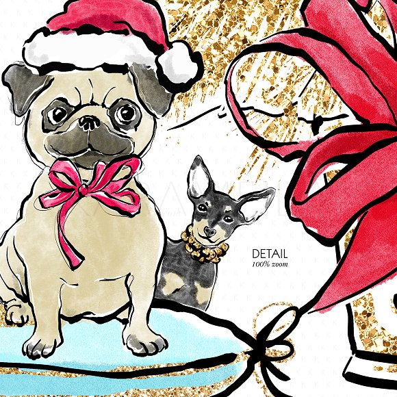 Christmas Dogs Clipart.