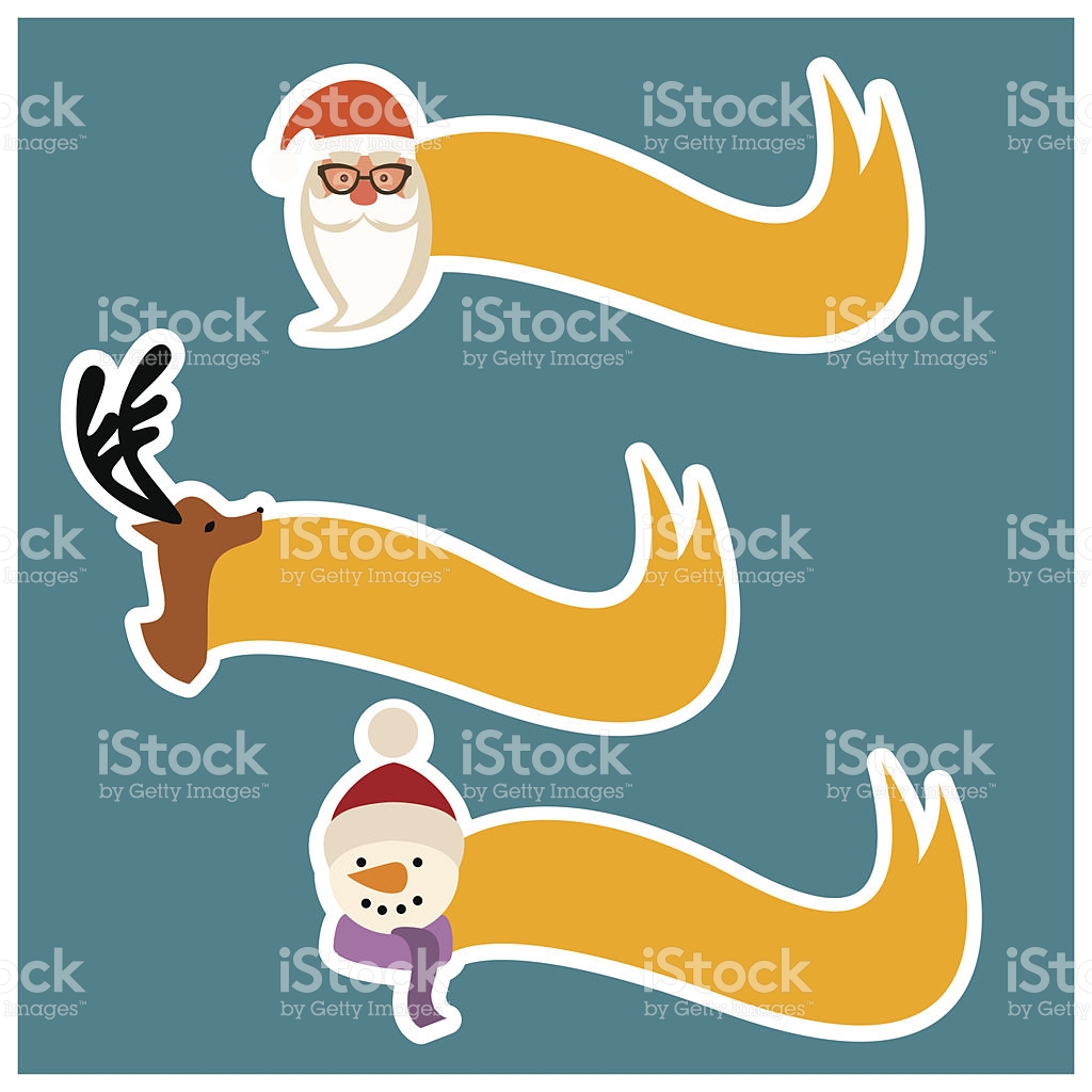 Santa Claus Reindeer Snowman Christmas Ribbon stock vector art.