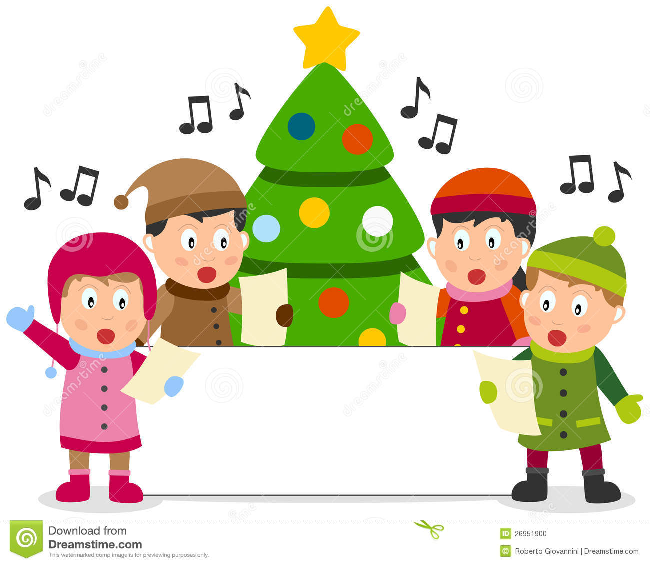 Clipart Christmas Trees Singing Christmas Carols.