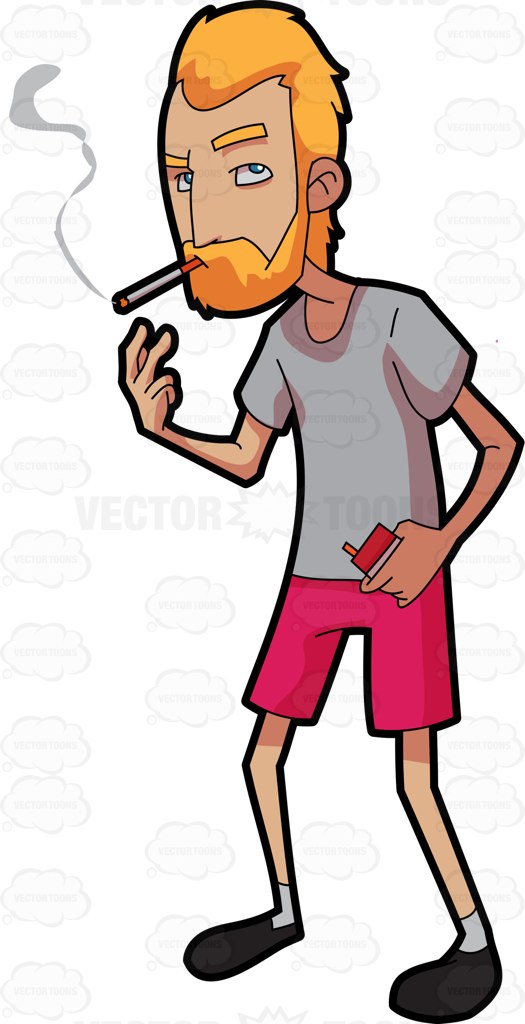 A Hobo Smoking Cigarette.