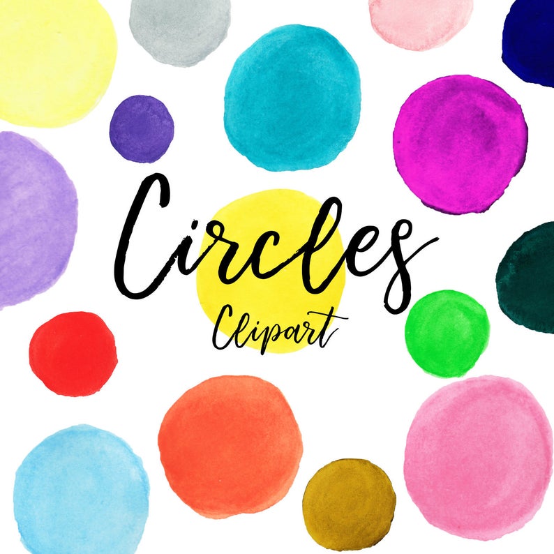 Circle Clipart, Circles Clipart, Watercolor Clipart, shape clipart, spots  clipart, rainbow clipart, circle design, commercial use.