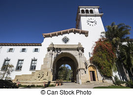 Stock Photos of The clock tower at the Santa Barbara County.