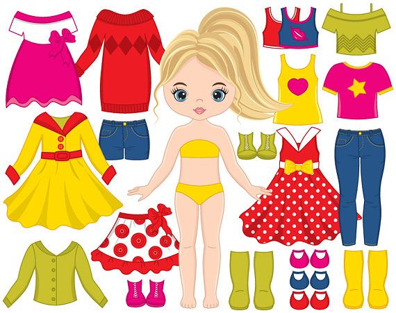 70% OFF SALE Paper Doll Clipart Vector Dress Doll Clipart.
