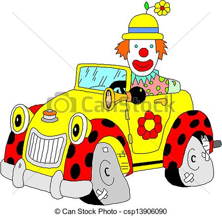 Clip Art Vector of Clown Car.