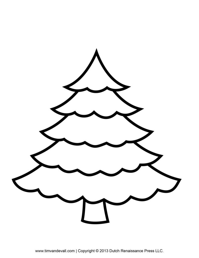 Christmas Coloring Pages: Plain Christmas Tree Printable Simple.