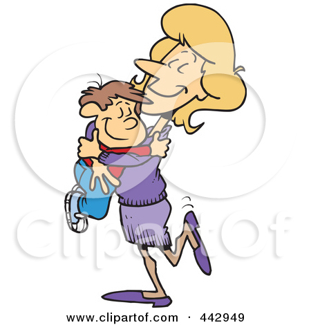 Mother Hugging Son Clipart.