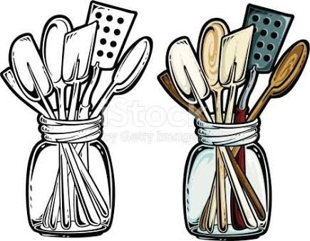 Image result for cooking utensils clipart black and white.
