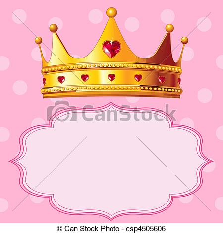 Clipart vettoriali di rosa, corona, principessa, fondo.