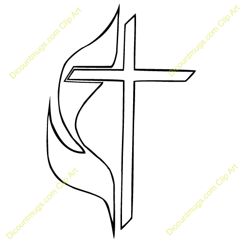 Methodist Cross And Flame Clipart.