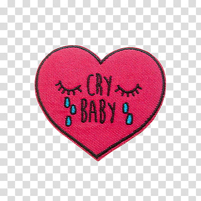 Heart pink cry baby patch transparent background PNG clipart.