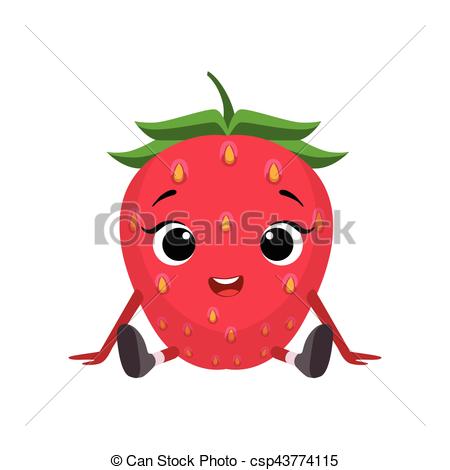 Vector Clip Art of Big Eyed Cute Girly Strawberry Character.