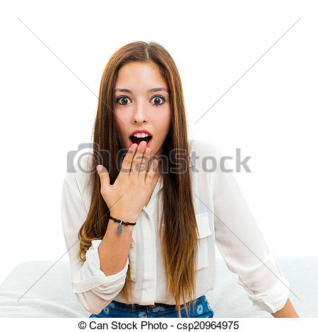 Picture of Cute teen girl with surprising expression.