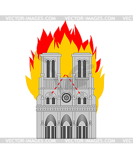Notre Dame de Paris Fire. Burning roof of historic.