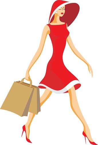 the lady with the shopping Clipart Image.