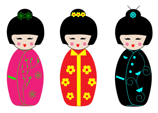 Kokeshi Dolls Clipart Free Stock Photo.