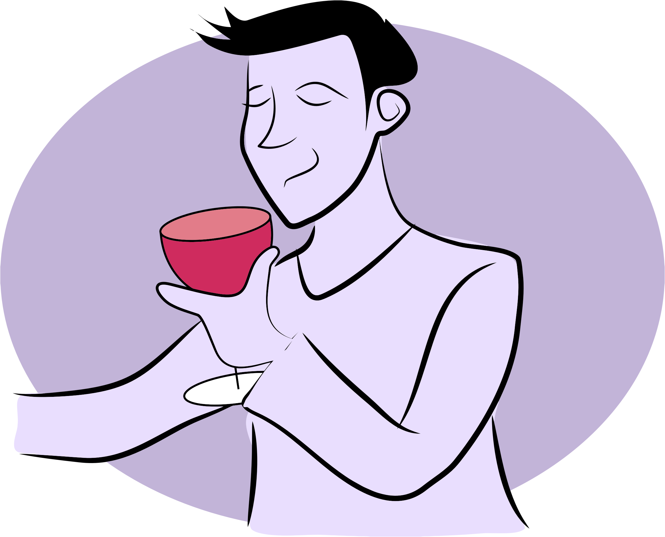Man Drinking Wine Clipart.