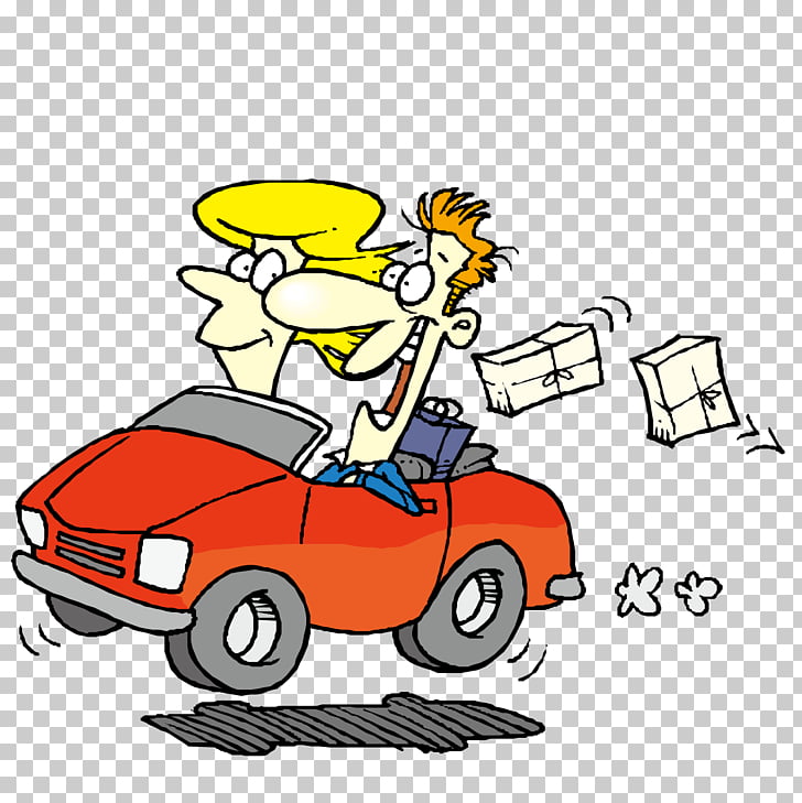 Cartoon Driving , Driving couples PNG clipart.