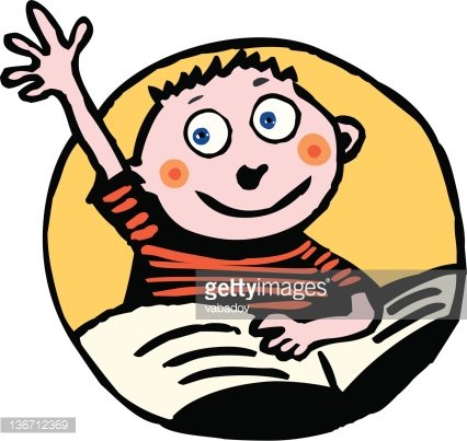 Schoolboy eager to answer a question Clipart Image.