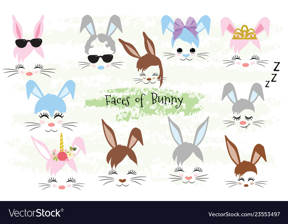 Happy easter bunny face clipart easter gift.