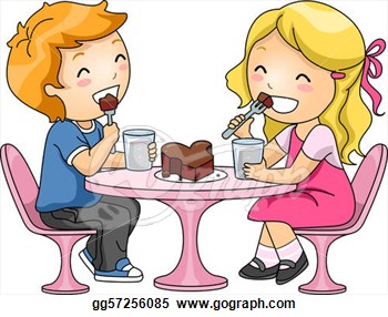 Kid Eating Cake Clipart.