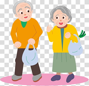 Old age Affection, elderly people transparent background PNG.