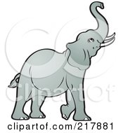Clipart of a Green Sketched Hand Drawn Herd of Elephants.
