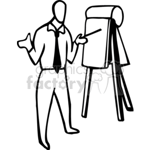 Black and white man explaining at a meeting clipart. Royalty.