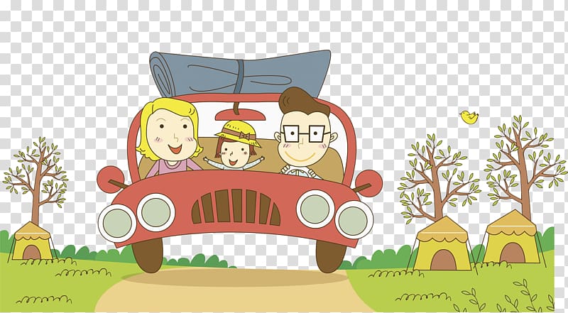 Cartoon Family, family vacation transparent background PNG.