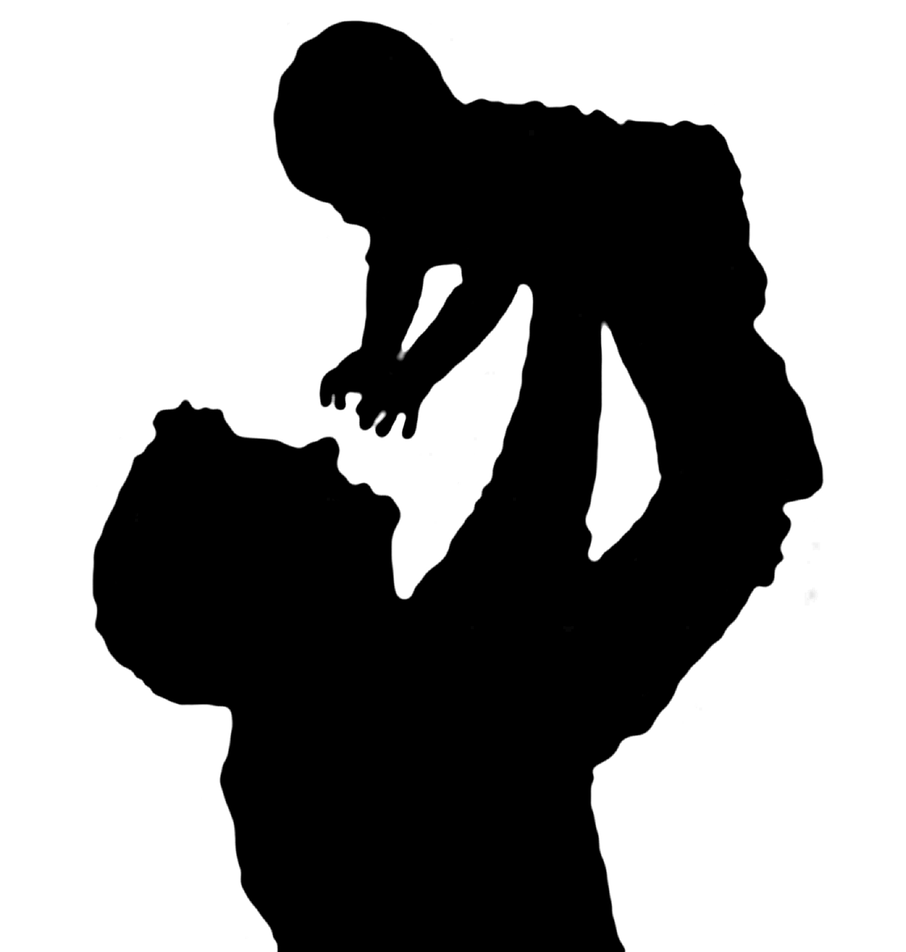 Silhouette of a father holding his child.