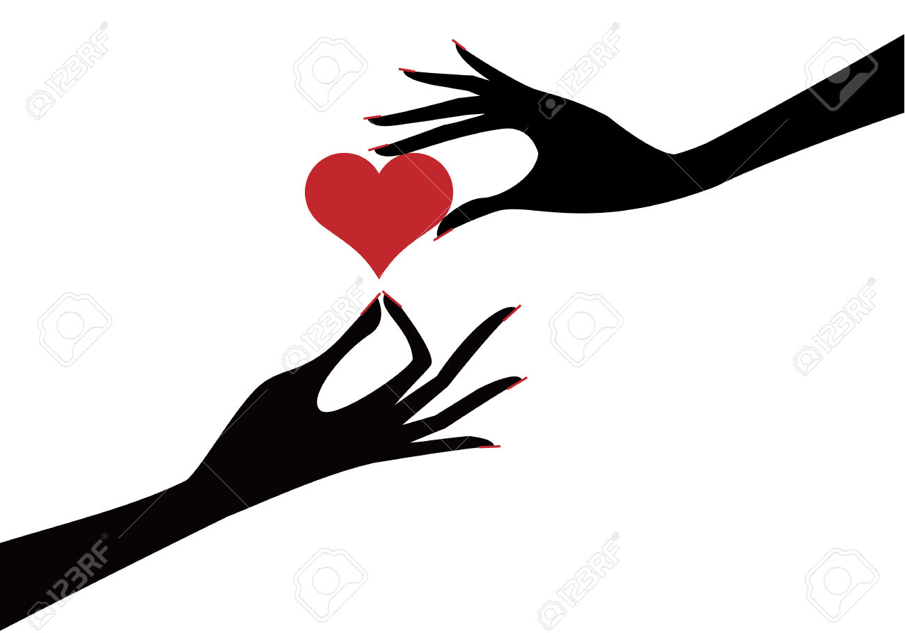 Female Hands With Red Heart Background Royalty Free Cliparts.