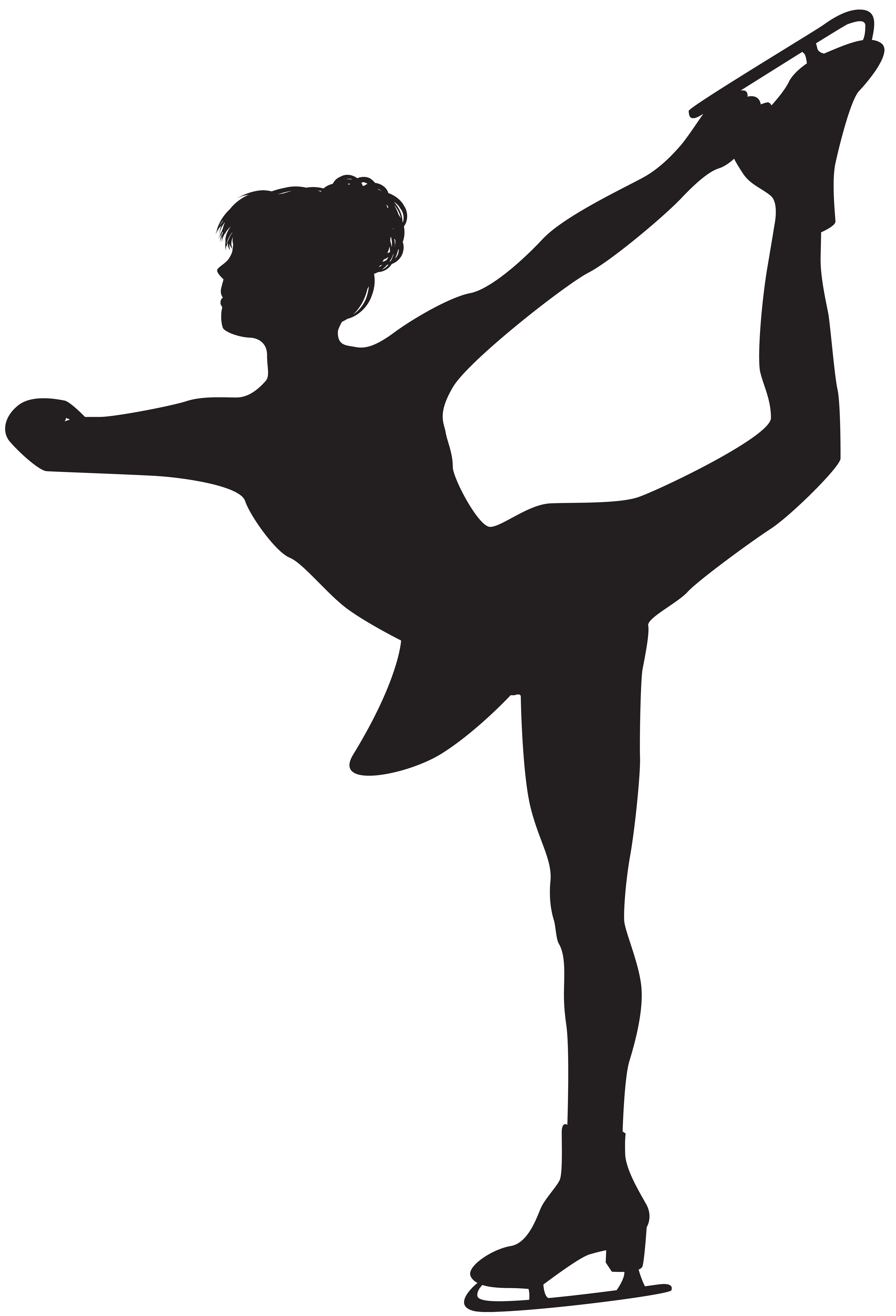 Figure Skating Woman Silhouette PNG Clip Art.