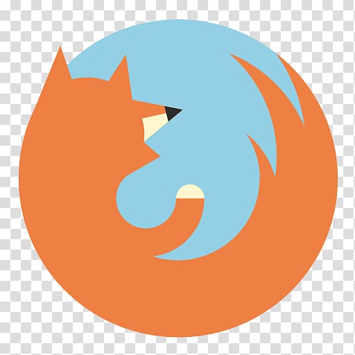 Round orange and blue fox logo, symbol computer illustration.