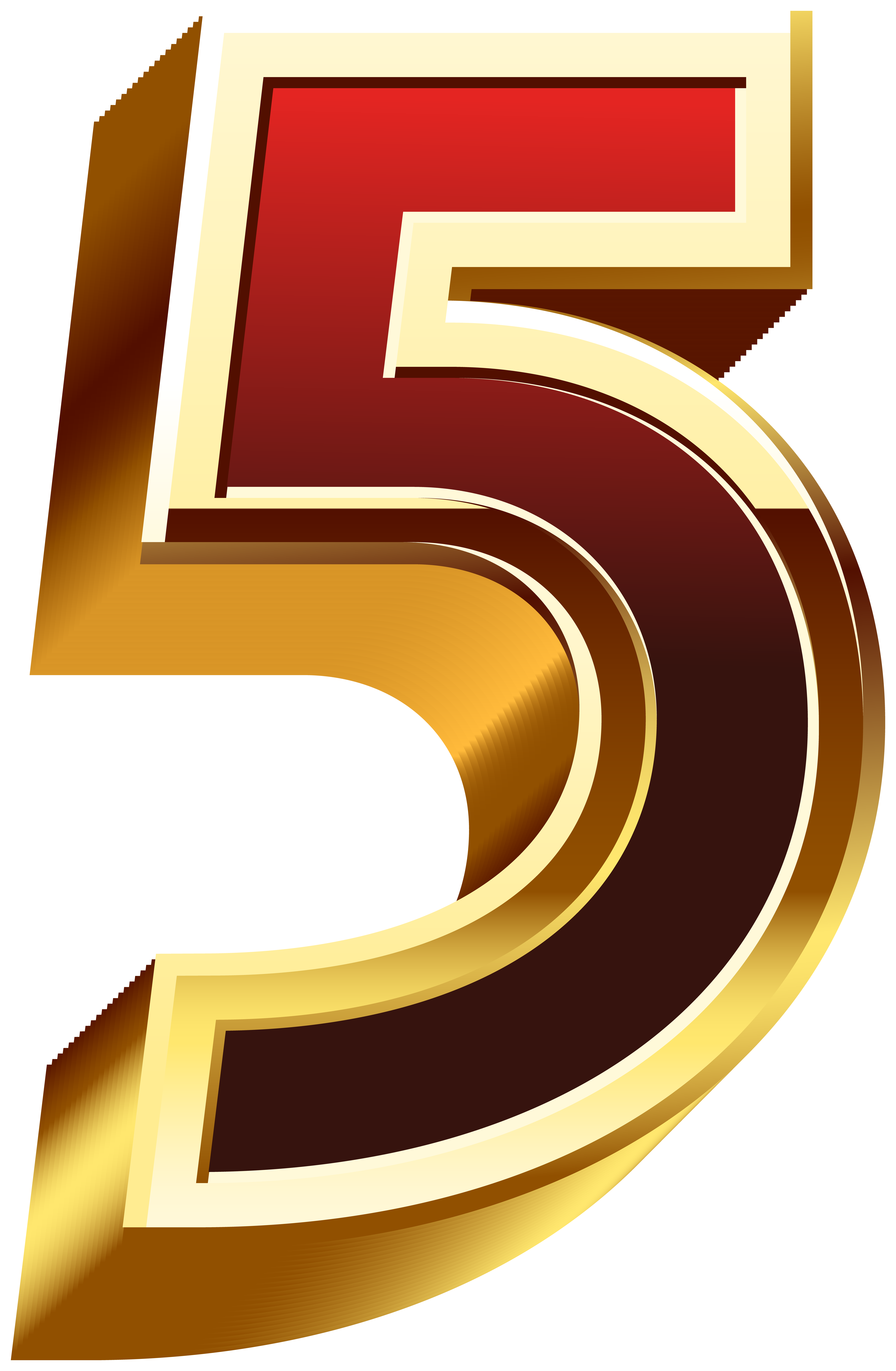 Five Gold Red Number PNG Clip Art.