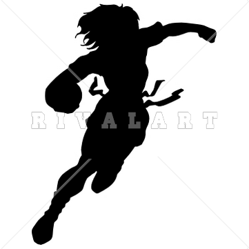 Clipart Image Of A Woman Flag Football Player Silhouette.