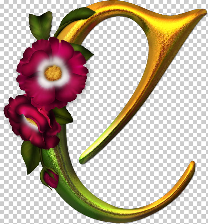 Letter Alphabet I, florals PNG clipart.