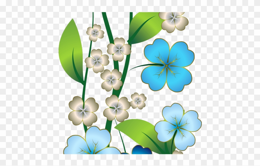 Flowers Borders Clipart Blue.