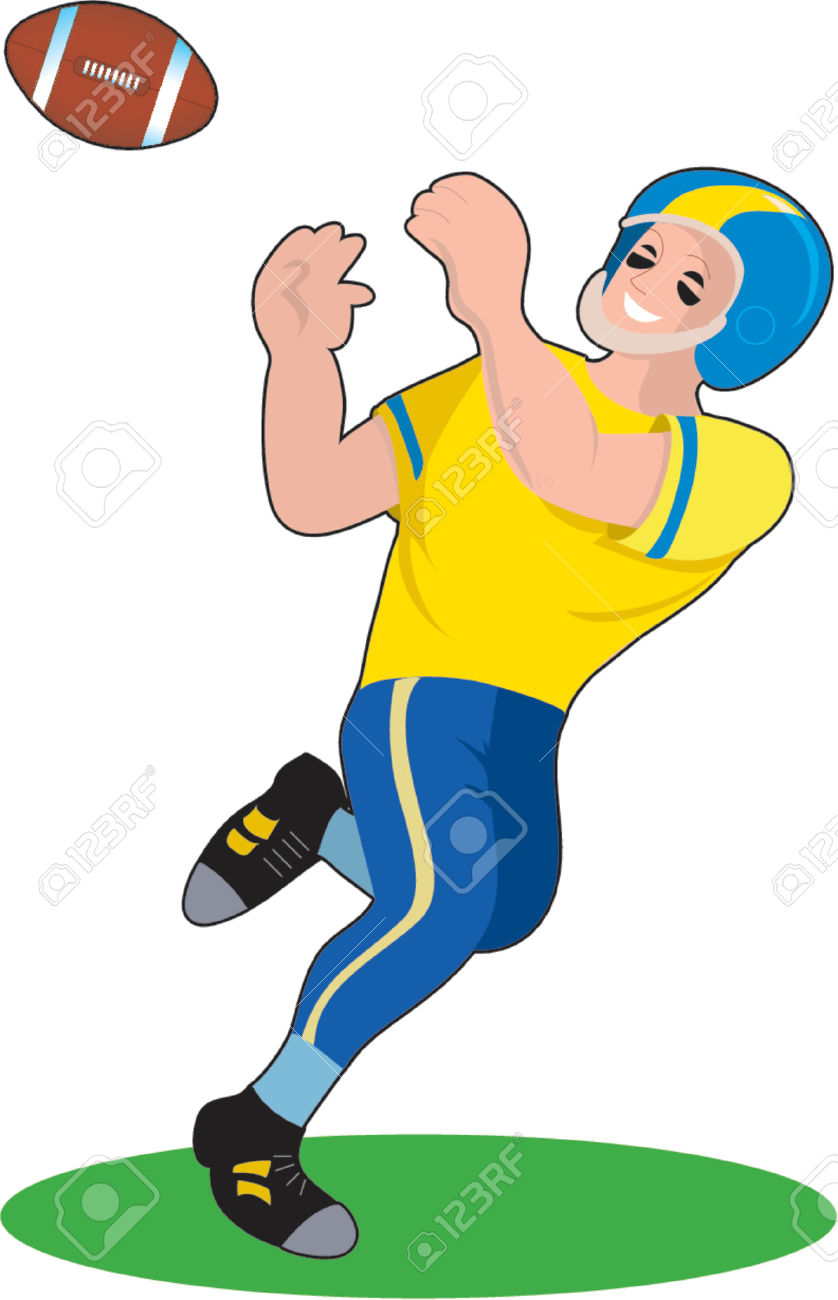 Football Player Running And Making A Catch Royalty Free Cliparts.