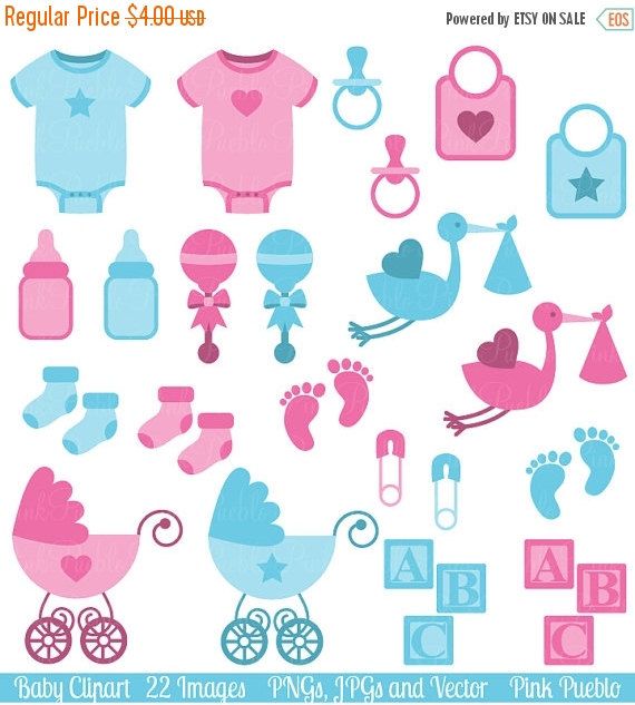 Baby Clip Art Clipart, Boy and Girl Baby Shower Clip Art.