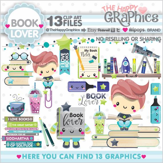 Book Clipart, Book Graphics, COMMERCIAL USE, Planner Accessories.