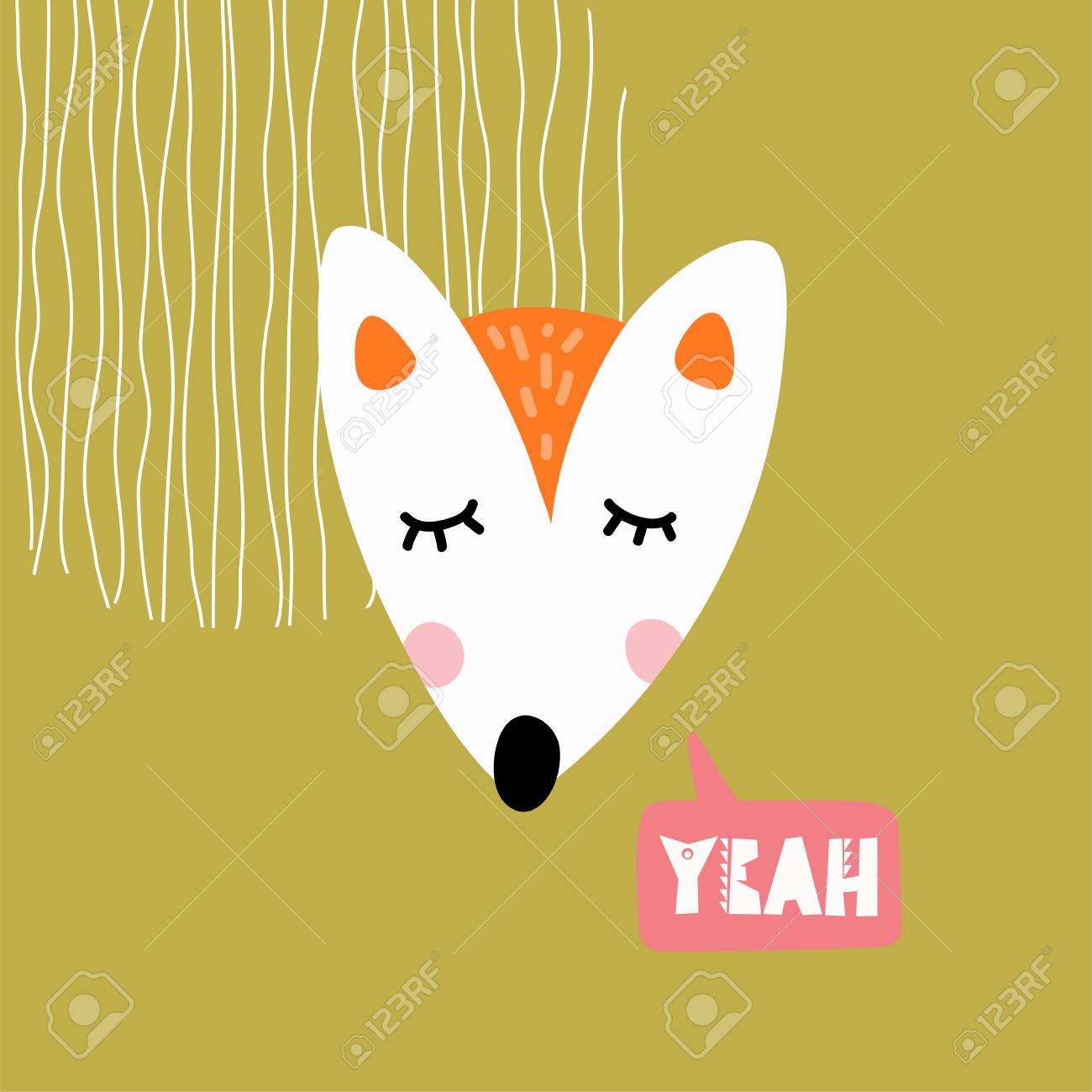Cute fox head vector illustration. Design element, clipart for...