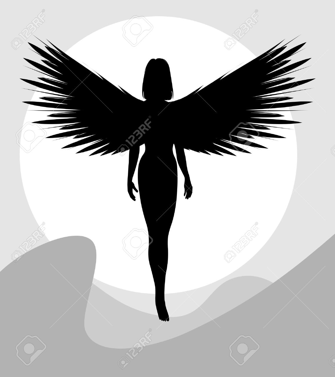 Силуэт женщины с крыльями