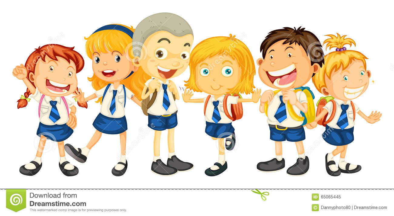 Group Of Friends At School Clipart.